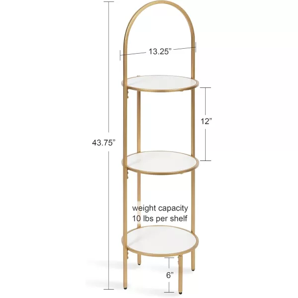 Kate and Laurel Almatt Modern 3Tier Pedestal Plant Stand with Three Round Platforms for Contemporary Decor and Small Spaces 14x14x44 WhiteGoldWhiteGold