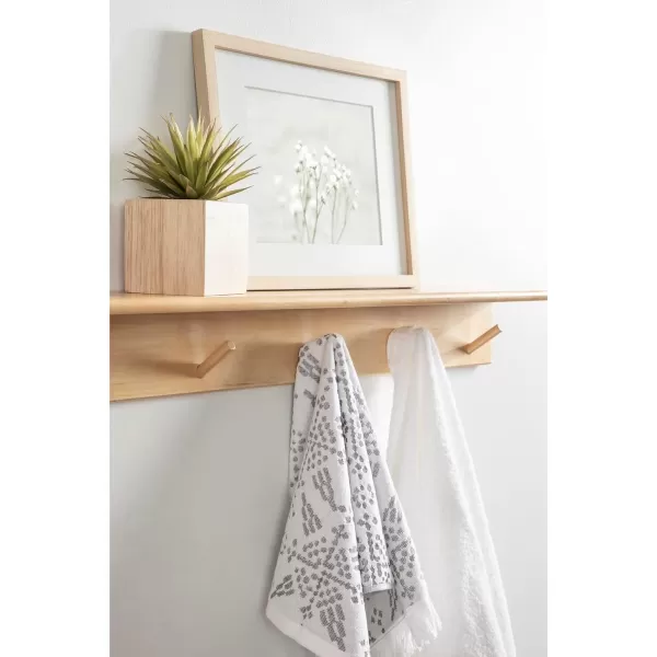 Kate and Laurel Alta Wood Shelf with 5 Posts 36x5x5 Walnut BrownNatural