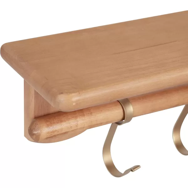 Kate and Laurel Alta Wood Shelf with 5 Posts 36x5x5 Walnut BrownNatural