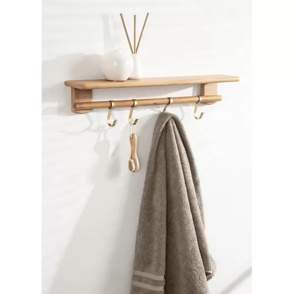 Kate and Laurel Alta Wood Shelf with 5 Posts 36x5x5 Walnut BrownNatural