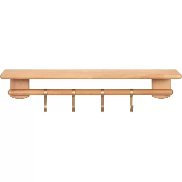 Kate and Laurel Alta Wood Shelf with 5 Posts 36x5x5 Walnut BrownNatural