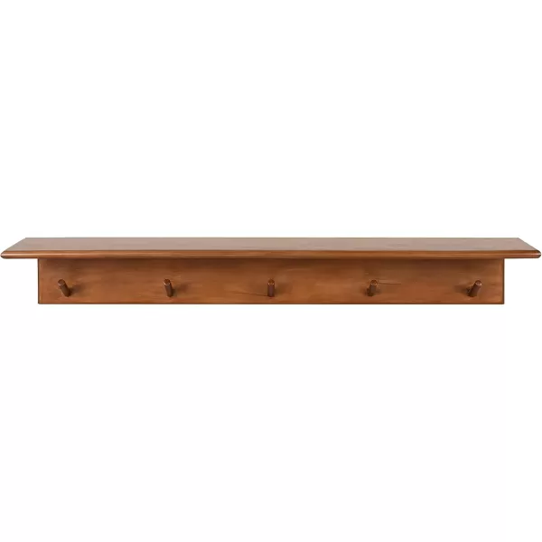 Kate and Laurel Alta Wood Shelf with 5 Posts 36x5x5 Walnut BrownWalnut Brown