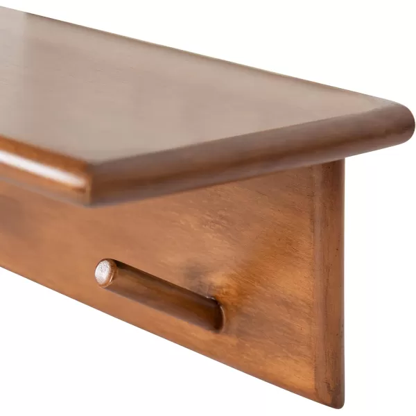 Kate and Laurel Alta Wood Shelf with 5 Posts 36x5x5 Walnut BrownWalnut Brown