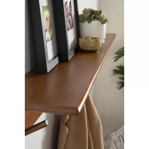 Kate and Laurel Alta Wood Shelf with 5 Posts 36x5x5 Walnut BrownWalnut Brown