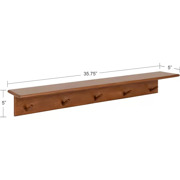 Kate and Laurel Alta Wood Shelf with 5 Posts 36x5x5 Walnut BrownWalnut Brown