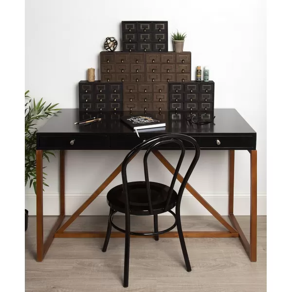 Kate and Laurel Apothecary Wood Desk Drawer Set 9 Drawers Rustic BrownBlack
