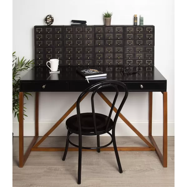 Kate and Laurel Apothecary Wood Desk Drawer Set 9 Drawers Rustic BrownBlack