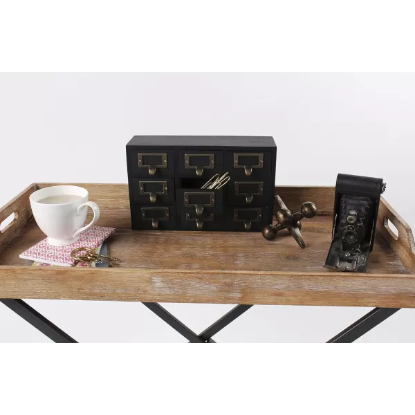 Kate and Laurel Apothecary Wood Desk Drawer Set 9 Drawers Rustic BrownBlack