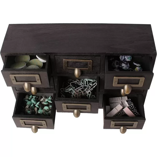 Kate and Laurel Apothecary Wood Desk Drawer Set 9 Drawers Rustic BrownBlack