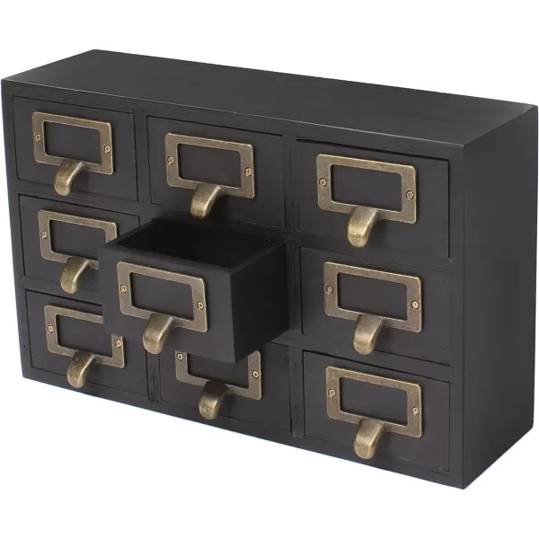 Kate and Laurel Apothecary Wood Desk Drawer Set 9 Drawers Rustic BrownBlack