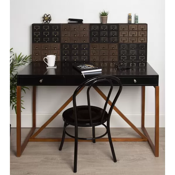 Kate and Laurel Apothecary Wood Desk Drawer Set 9 Drawers Rustic BrownBlack