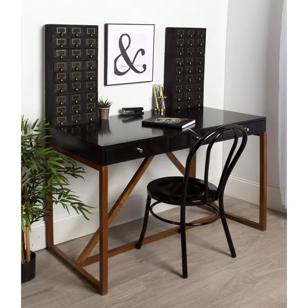 Kate and Laurel Apothecary Wood Desk Drawer Set 9 Drawers Rustic BrownBlack