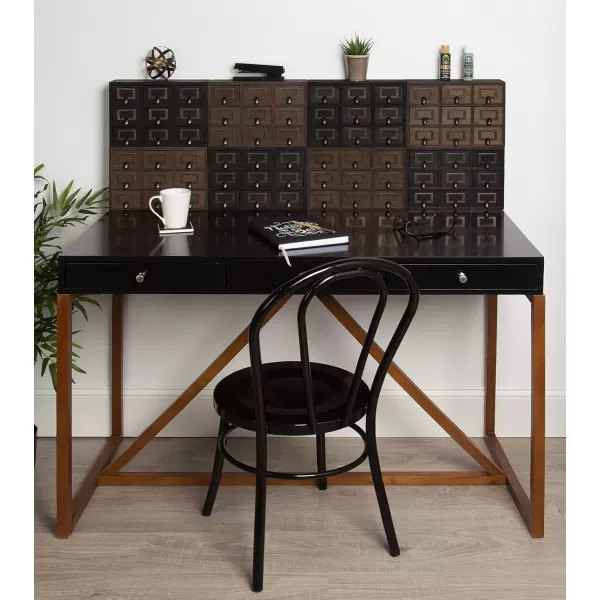 Kate and Laurel Apothecary Wood Desk Drawer Set 9 Drawers Rustic BrownRustic Brown
