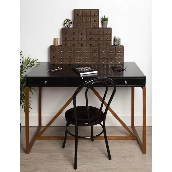 Kate and Laurel Apothecary Wood Desk Drawer Set 9 Drawers Rustic BrownRustic Brown