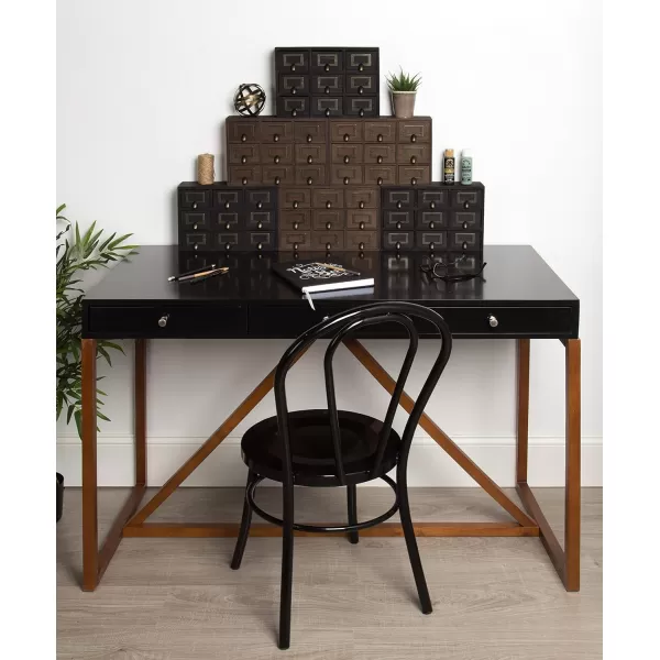 Kate and Laurel Apothecary Wood Desk Drawer Set 9 Drawers Rustic BrownRustic Brown