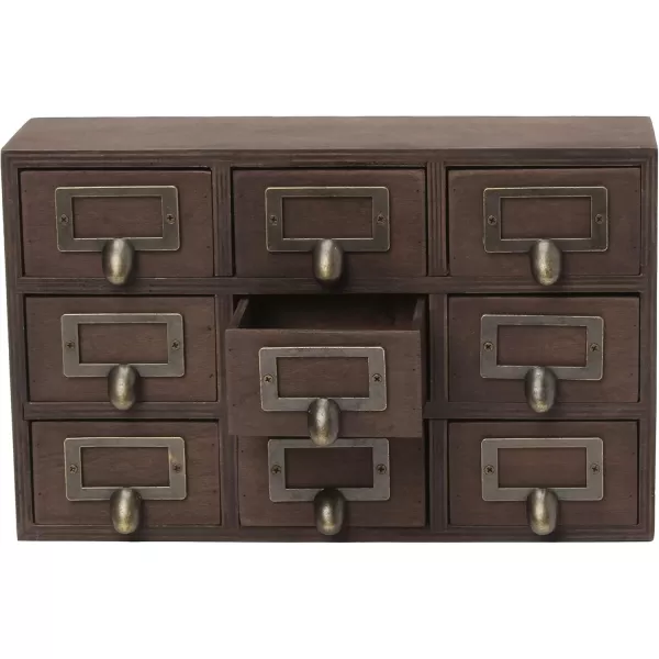 Kate and Laurel Apothecary Wood Desk Drawer Set 9 Drawers Rustic BrownRustic Brown