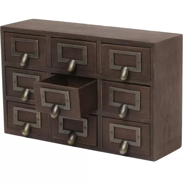 Kate and Laurel Apothecary Wood Desk Drawer Set 9 Drawers Rustic BrownRustic Brown