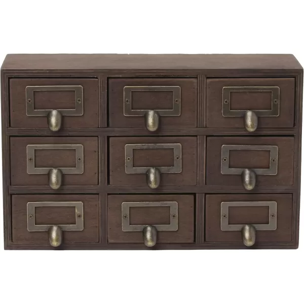 Kate and Laurel Apothecary Wood Desk Drawer Set 9 Drawers Rustic BrownRustic Brown
