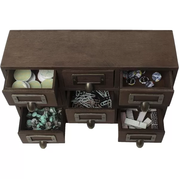Kate and Laurel Apothecary Wood Desk Drawer Set 9 Drawers Rustic BrownRustic Brown