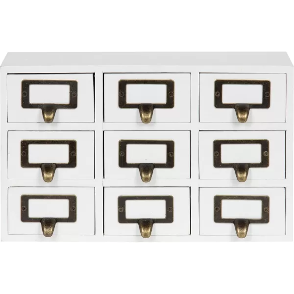 Kate and Laurel Apothecary Wood Desk Drawer Set 9 Drawers Rustic BrownWhite