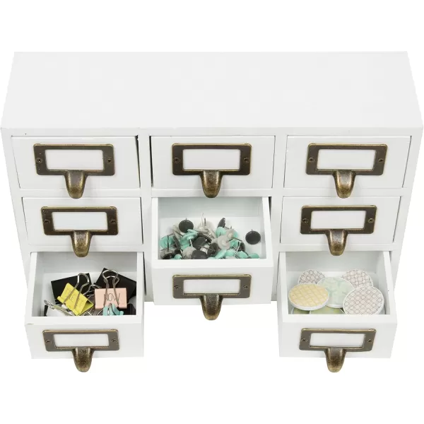 Kate and Laurel Apothecary Wood Desk Drawer Set 9 Drawers Rustic BrownWhite