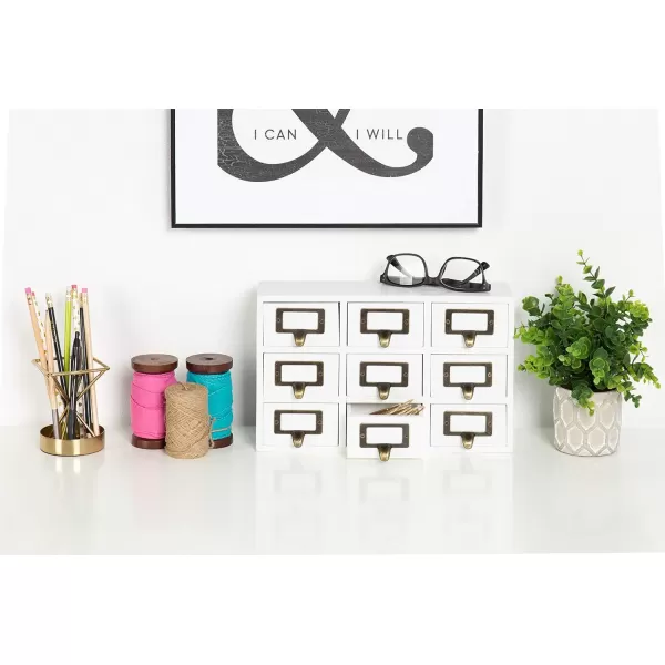 Kate and Laurel Apothecary Wood Desk Drawer Set 9 Drawers Rustic BrownWhite