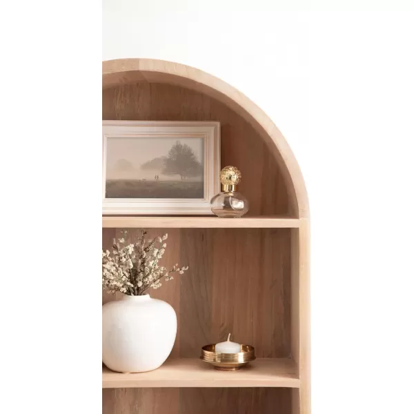 Kate and Laurel Arcott Modern Arched Wall Shelf 18 x 26 Walnut Brown Transitional Arch Wall Shelves for OverTheToilet Storage or Entryway Storage ShelfNatural