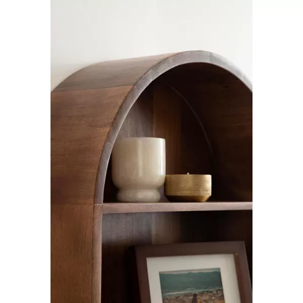 Kate and Laurel Arcott Modern Arched Wall Shelf 18 x 26 Walnut Brown Transitional Arch Wall Shelves for OverTheToilet Storage or Entryway Storage ShelfWalnut Brown