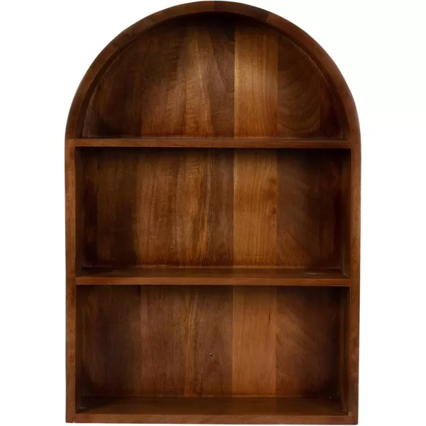 Kate and Laurel Arcott Modern Arched Wall Shelf 18 x 26 Walnut Brown Transitional Arch Wall Shelves for OverTheToilet Storage or Entryway Storage ShelfWalnut Brown