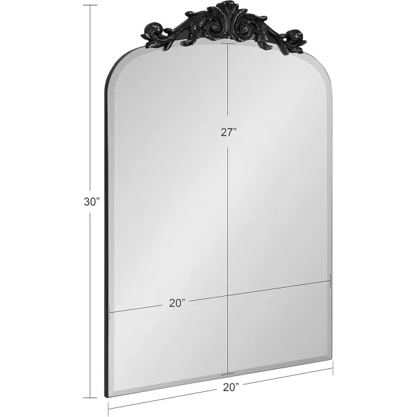 Kate and Laurel Arendahl Beveled Frameless Arch Mirror 20 x 30 Antique Gold Arched Baroque Mirror Decor for Bathroom Vanity Bedroom or EntrywayBlack