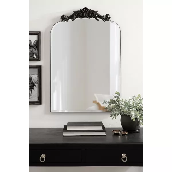Kate and Laurel Arendahl Beveled Frameless Arch Mirror 20 x 30 Antique Gold Arched Baroque Mirror Decor for Bathroom Vanity Bedroom or EntrywayBlack