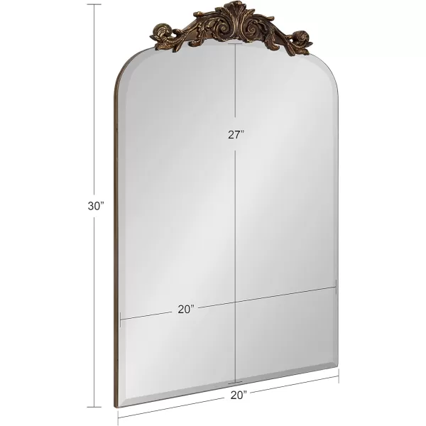 Kate and Laurel Arendahl Beveled Frameless Arch Mirror 20 x 30 Antique Gold Arched Baroque Mirror Decor for Bathroom Vanity Bedroom or EntrywayGold