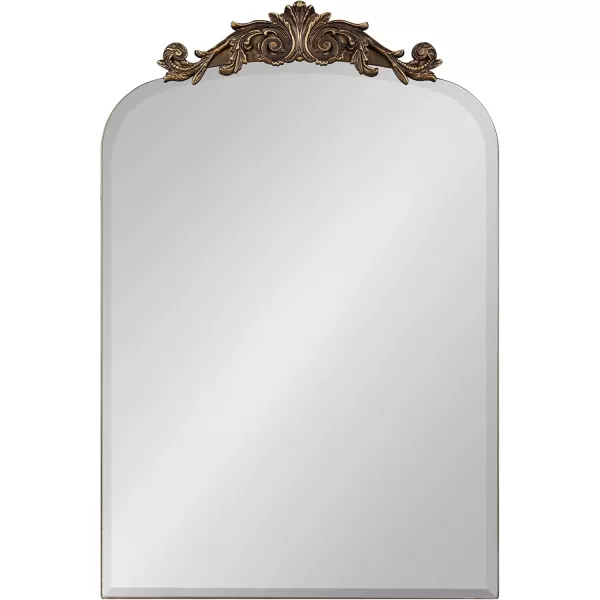 Kate and Laurel Arendahl Beveled Frameless Arch Mirror 20 x 30 Antique Gold Arched Baroque Mirror Decor for Bathroom Vanity Bedroom or EntrywayGold