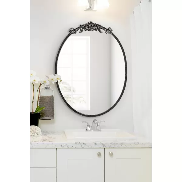 Kate and Laurel Arendahl Glam Ornate Mirror 27 x 1875 Bronze Traditional Baroque Inspired Oval Mirror for Wall DcorBlack