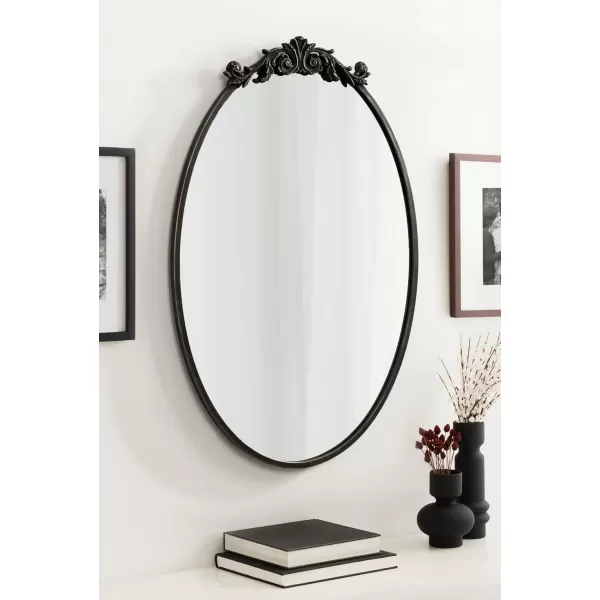 Kate and Laurel Arendahl Glam Ornate Mirror 27 x 1875 Bronze Traditional Baroque Inspired Oval Mirror for Wall DcorBlack