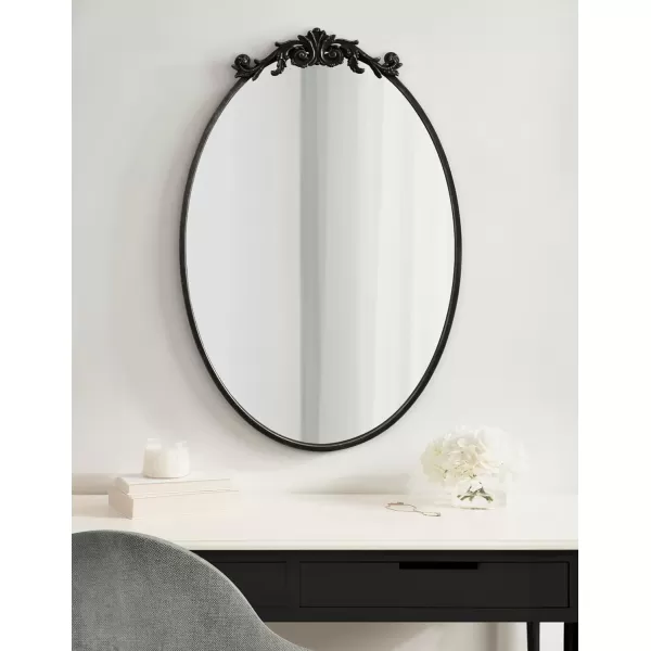 Kate and Laurel Arendahl Glam Ornate Mirror 27 x 1875 Bronze Traditional Baroque Inspired Oval Mirror for Wall DcorBlack