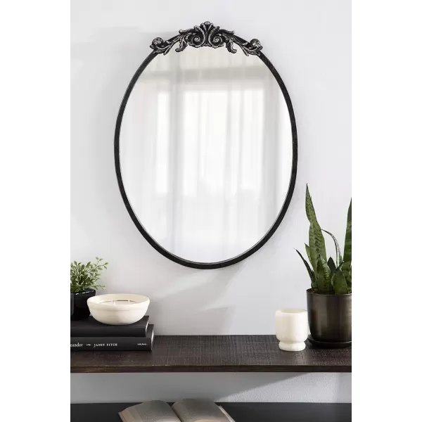 Kate and Laurel Arendahl Glam Ornate Mirror 27 x 1875 Bronze Traditional Baroque Inspired Oval Mirror for Wall DcorBlack