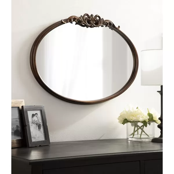 Kate and Laurel Arendahl Glam Ornate Mirror 27 x 1875 Bronze Traditional Baroque Inspired Oval Mirror for Wall DcorBronze