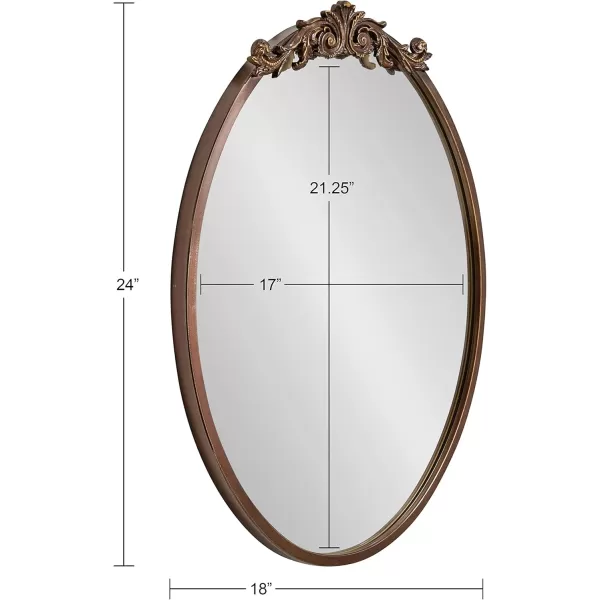 Kate and Laurel Arendahl Glam Ornate Mirror 27 x 1875 Bronze Traditional Baroque Inspired Oval Mirror for Wall DcorBronze