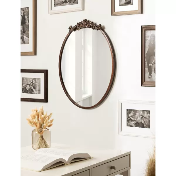 Kate and Laurel Arendahl Glam Ornate Mirror 27 x 1875 Bronze Traditional Baroque Inspired Oval Mirror for Wall DcorBronze