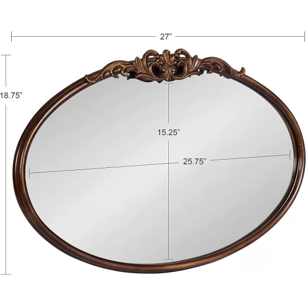 Kate and Laurel Arendahl Glam Ornate Mirror 27 x 1875 Bronze Traditional Baroque Inspired Oval Mirror for Wall DcorBronze