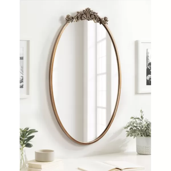 Kate and Laurel Arendahl Glam Ornate Mirror 27 x 1875 Bronze Traditional Baroque Inspired Oval Mirror for Wall DcorGold