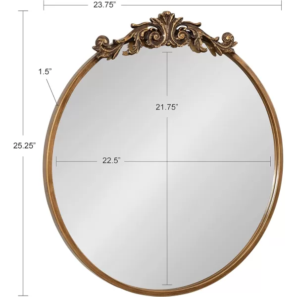 Kate and Laurel Arendahl Glam Ornate Mirror 27 x 1875 Bronze Traditional Baroque Inspired Oval Mirror for Wall DcorGold