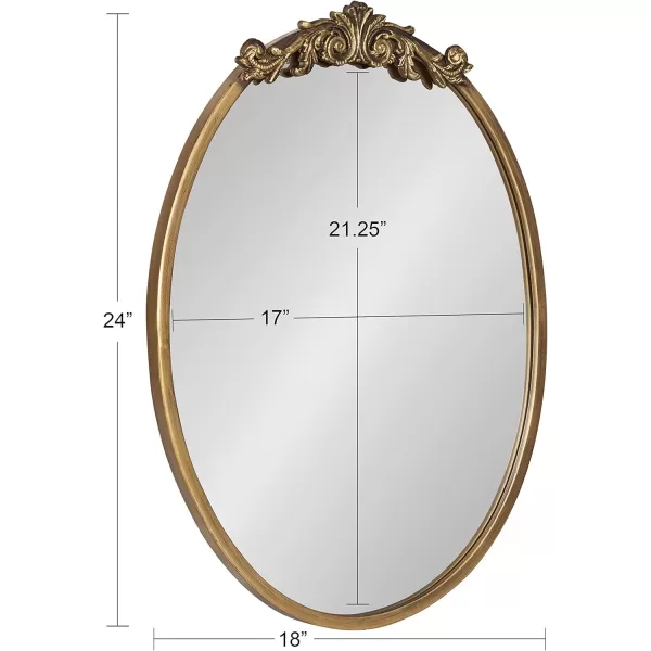 Kate and Laurel Arendahl Glam Ornate Mirror 27 x 1875 Bronze Traditional Baroque Inspired Oval Mirror for Wall DcorGold