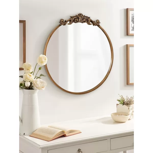 Kate and Laurel Arendahl Glam Ornate Mirror 27 x 1875 Bronze Traditional Baroque Inspired Oval Mirror for Wall DcorGold