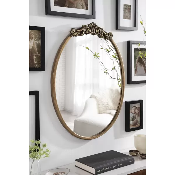 Kate and Laurel Arendahl Glam Ornate Mirror 27 x 1875 Bronze Traditional Baroque Inspired Oval Mirror for Wall DcorGold