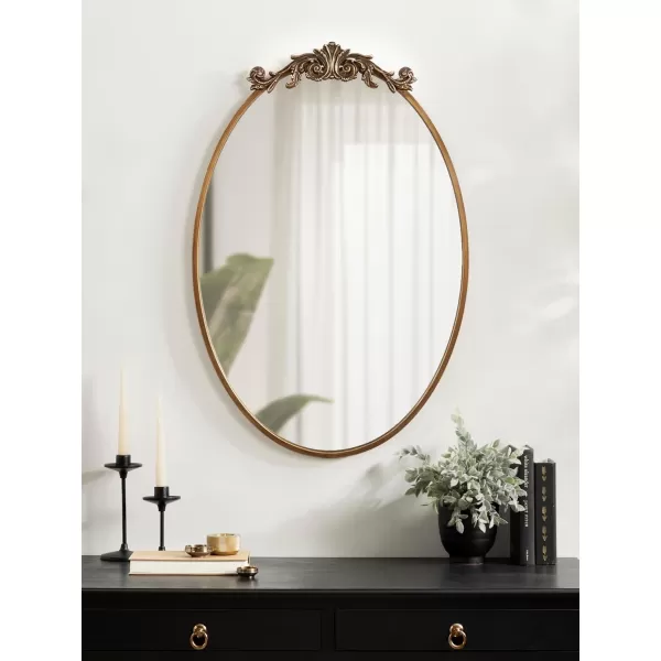 Kate and Laurel Arendahl Glam Ornate Mirror 27 x 1875 Bronze Traditional Baroque Inspired Oval Mirror for Wall DcorGold