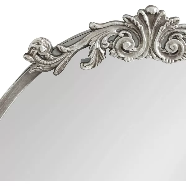 Kate and Laurel Arendahl Glam Ornate Mirror 27 x 1875 Bronze Traditional Baroque Inspired Oval Mirror for Wall DcorSilver