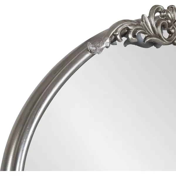 Kate and Laurel Arendahl Glam Ornate Mirror 27 x 1875 Bronze Traditional Baroque Inspired Oval Mirror for Wall DcorSilver