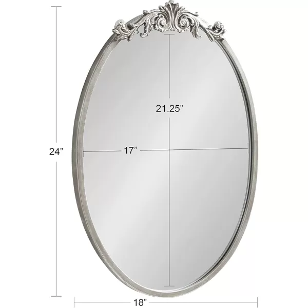 Kate and Laurel Arendahl Glam Ornate Mirror 27 x 1875 Bronze Traditional Baroque Inspired Oval Mirror for Wall DcorSilver